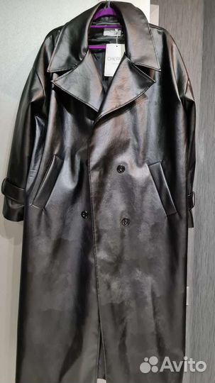 NEW кожаный плащ эко-кожа
