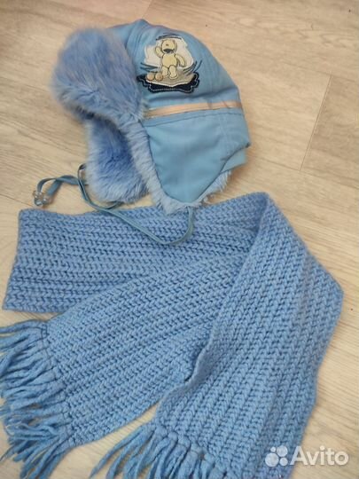 Зимняя шапка и шарф детские