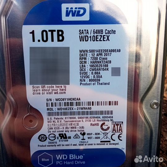 Жесткий диск 1TB WD blue HDD в упаковке