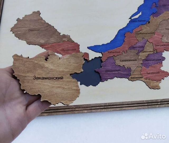 Карта Байкала, карта Бурятии, карта деревянная