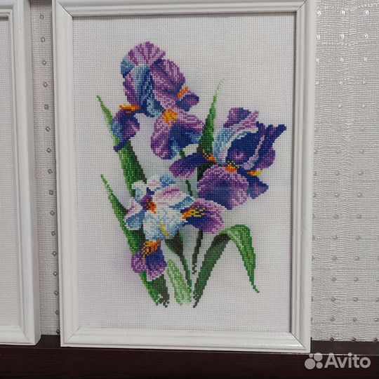 Картина вышивка крестом цветы ирисы