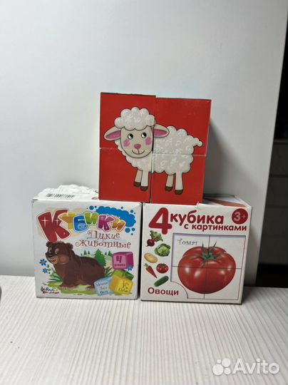3 набора кубиков с картинками