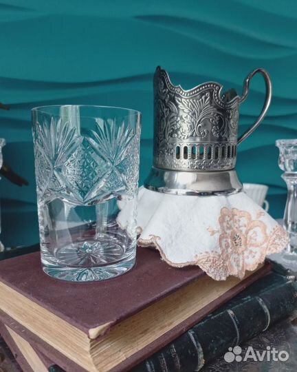 Подстаканники Старинные Мельхиор/Хрусталь