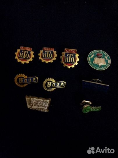 Значки с эмблемами Всесоюзных обществ 10 шт