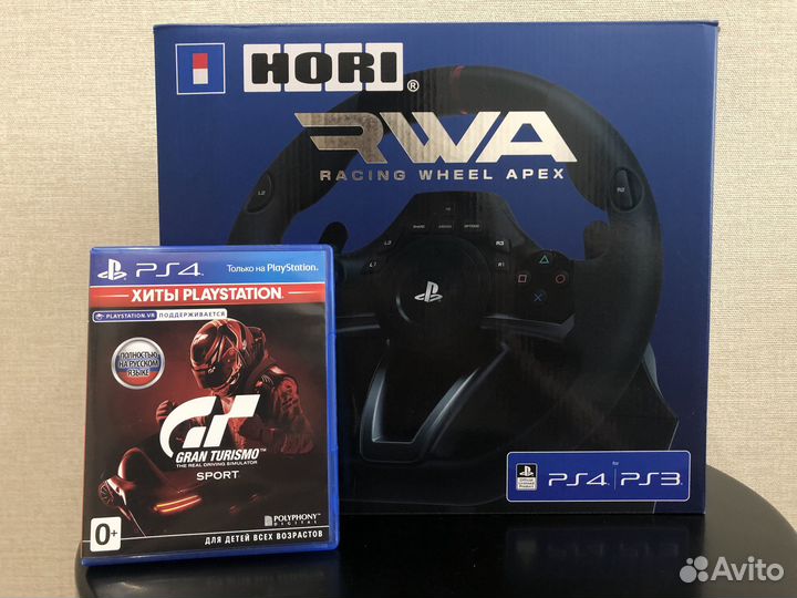 Игровой руль Hori с педалями +игра PC/PS4/PS3