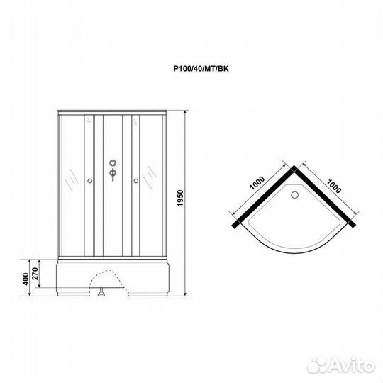 Душевая кабина Niagara Promo P100/40/MT/BK 100х100