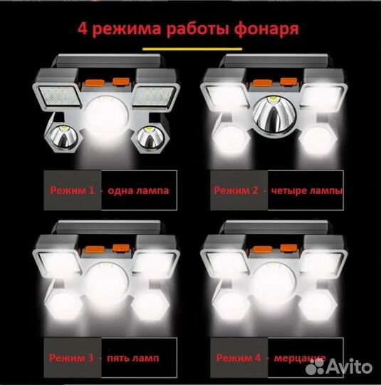 Налобный фонарь аккумуляторный LED
