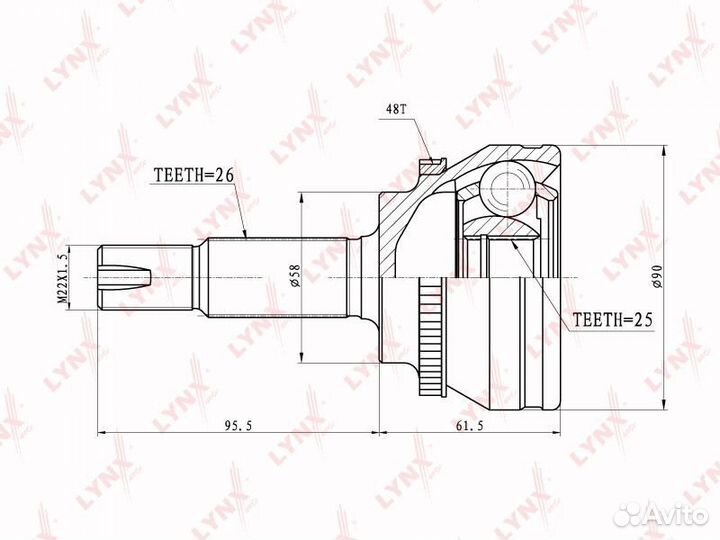 Шрус toyota avensis T250/corolla IX E120 1.4D-2.4