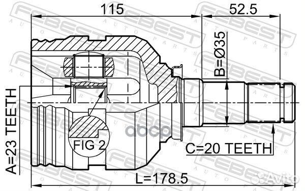 ШРУС внутренний левый toyota carina E AT190/ST1