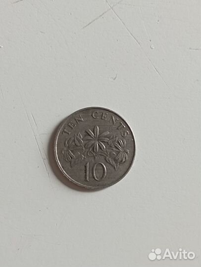 Монета 10 центов Сингапур, 1988