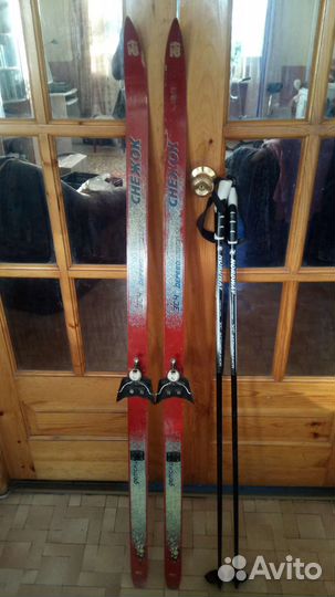 Лыжи детские с палками и ботинками+ботинки 41 разм