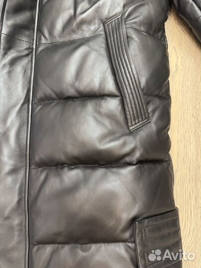 Мужской кожаный пуховик 52