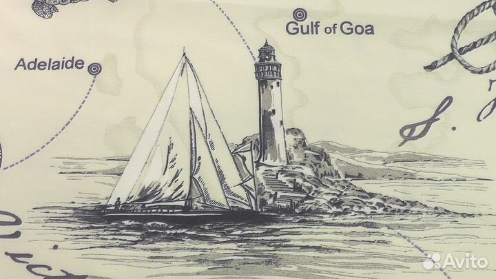 Портьера лён с морской тематикой