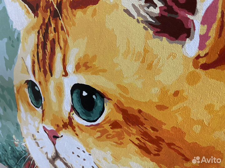 Картина рыжий кот акрил на холсте