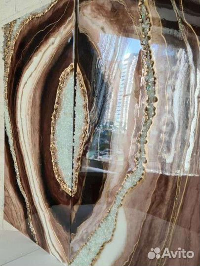 Модульное панно триптих Срез камня