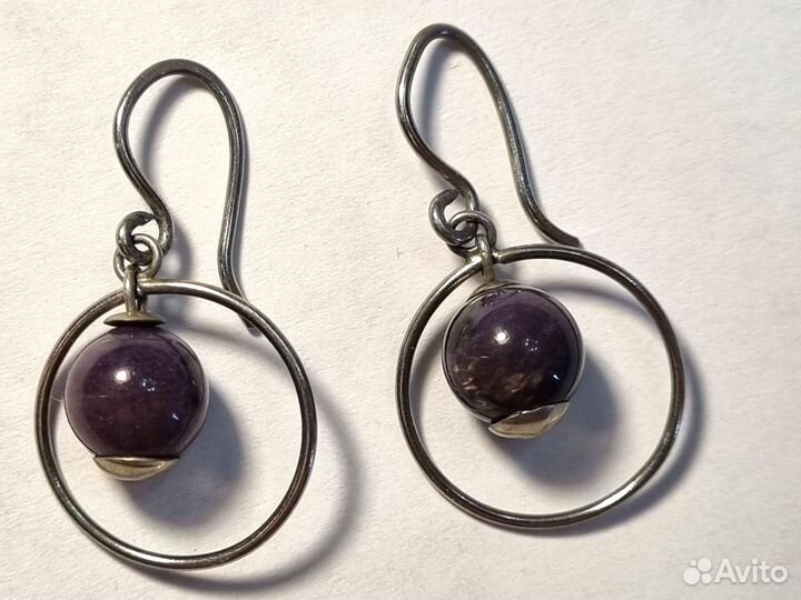 Серьги с чароитом СССР
