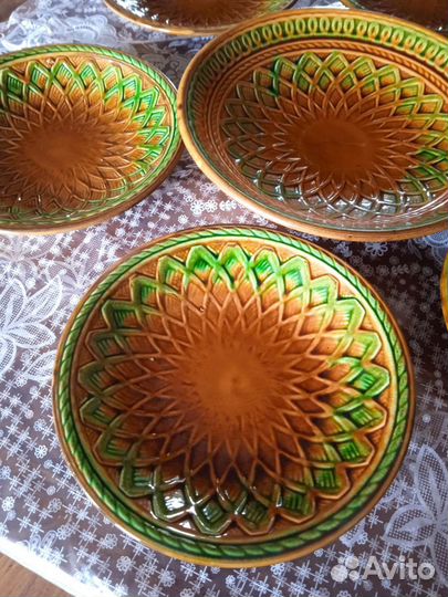 Редкий набор тарелок Обливная Керамика из СССР нов