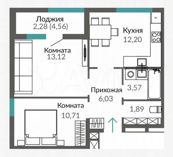 2-к. квартира, 52,1 м², 11/17 эт.
