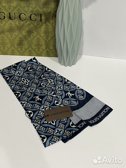 Шелковая лента повязка Twilly твилли LV синяя