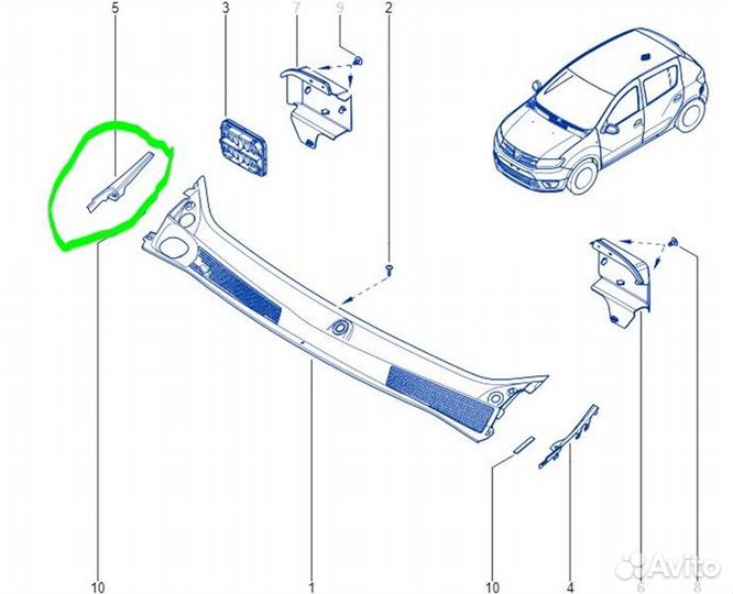 Накладка передняя правая Renault Logan Sandero Ii