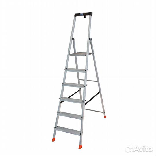 Стремянка алюминиевая 6 ступеней 80 мм с лотком-органайзером 1,25 м Krause