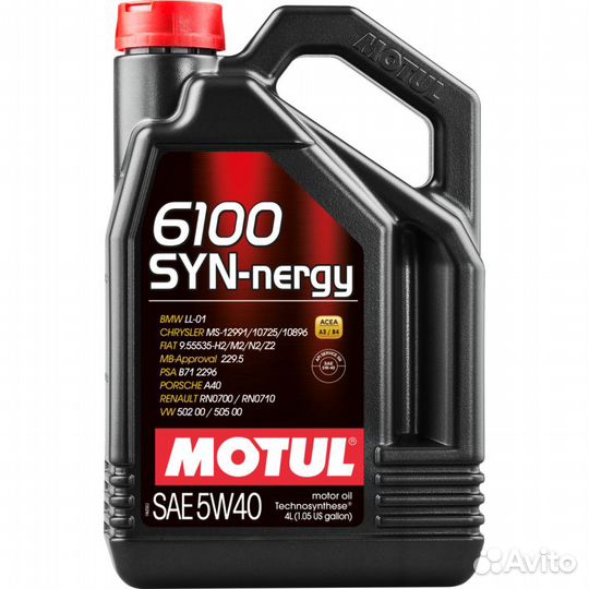 Motul 6100 Syn-Nergy SAE 5W40 4л (импорт) A3/B4