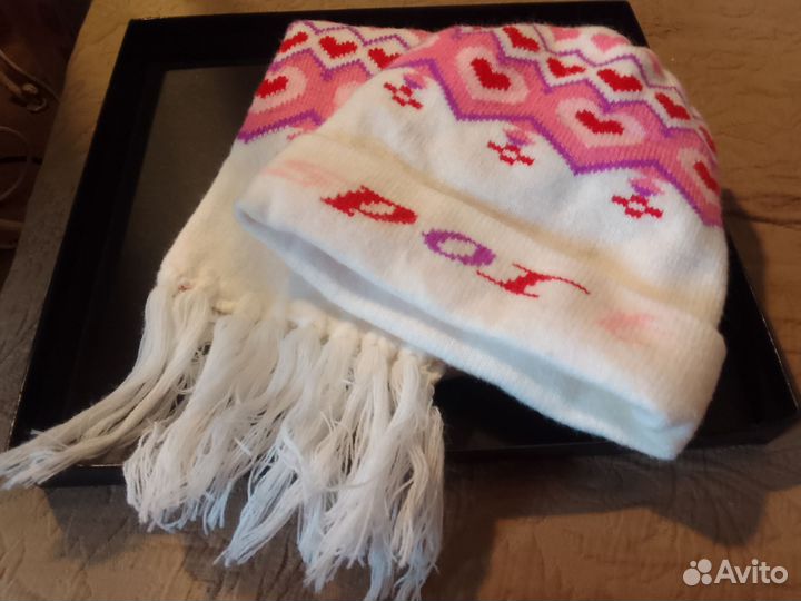 Комплект шарф и шапочка из акрила доя девочки 4 +