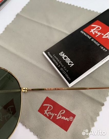 Очки ray ban round metal зеленые