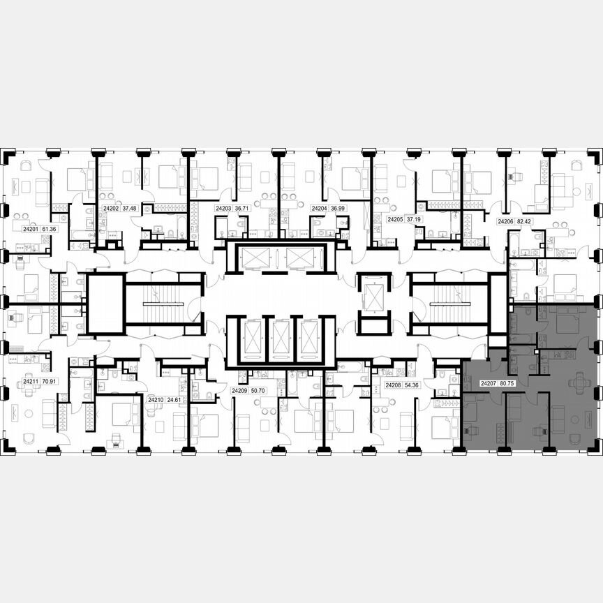 3-к. квартира, 80,8 м², 42/59 эт.