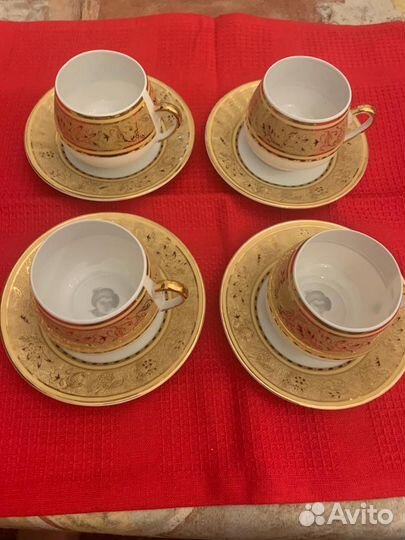 4 кофейные пары чашка с блюдцем 120мл