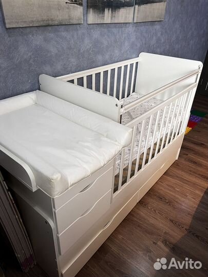 Детская кроватка с матрасом (трансформер)