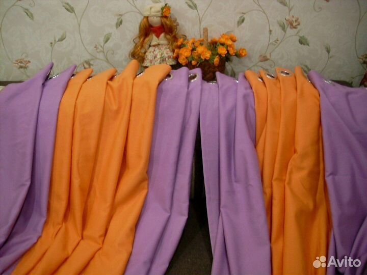 Шторы на люверсах. Двухцветные