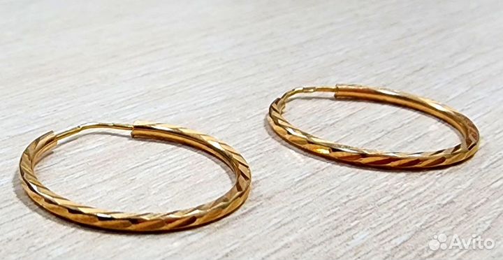 Золотые серьги кольца 585 пробы