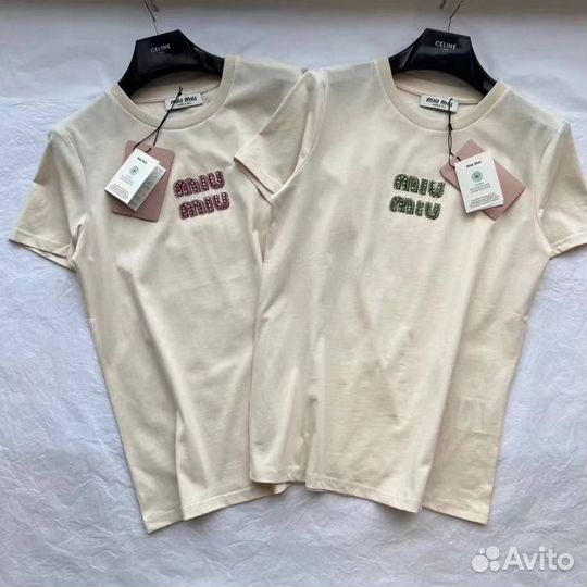 Свободная футболка MIU MIU в двух расцветках