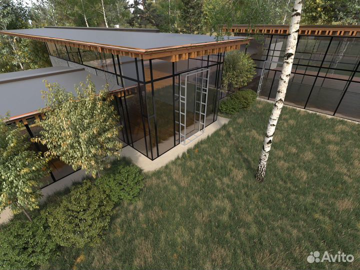 3D визуализация коттеджа генплана здания интерьера