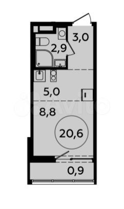 Квартира-студия, 20,7 м², 10/12 эт.