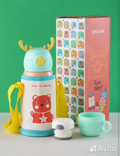 Детский термос с соломинкой
