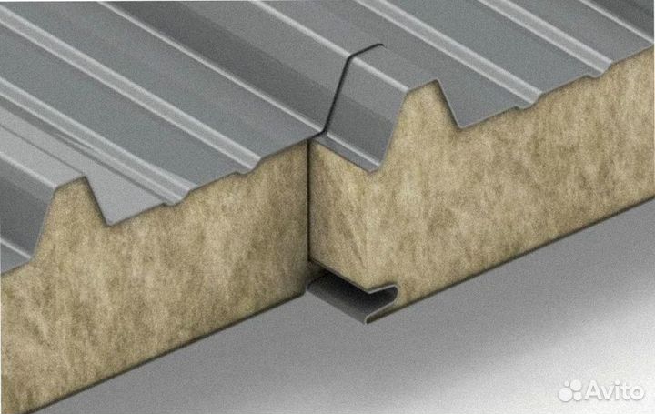 Сэндвич панели кровельные с минер. ватой от 200 м2