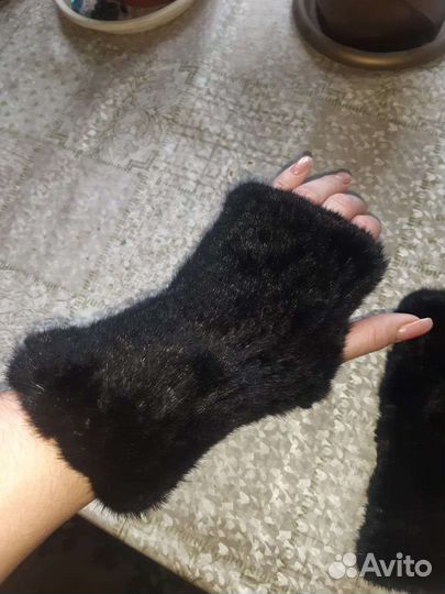 Митенки вязаные из норки