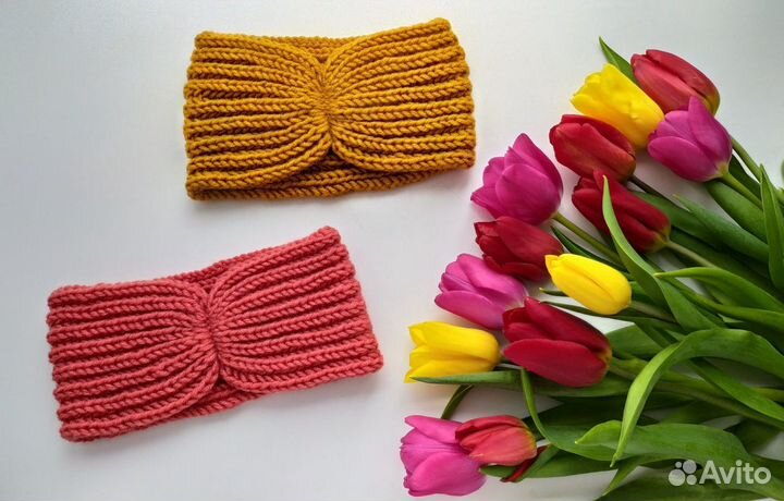 Вязаные повязки на голову ручной работы