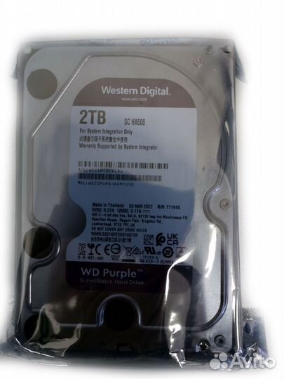 Жесткий диск 2Tb Новый Western Digital WD Purple