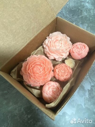 Набор свечей пионов (5шт.)