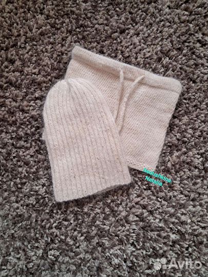 Женская шапка и снуд из пуха норки