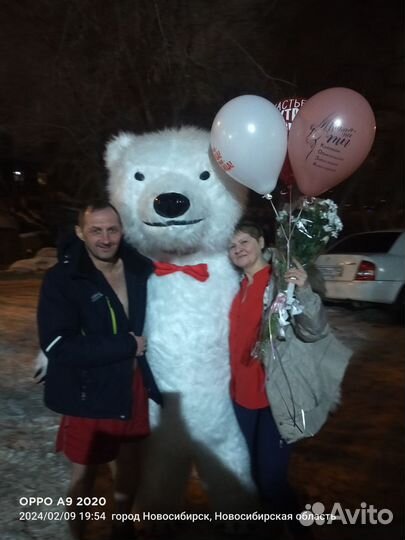 Белый мишка поздравление ростовой медведь аниматор