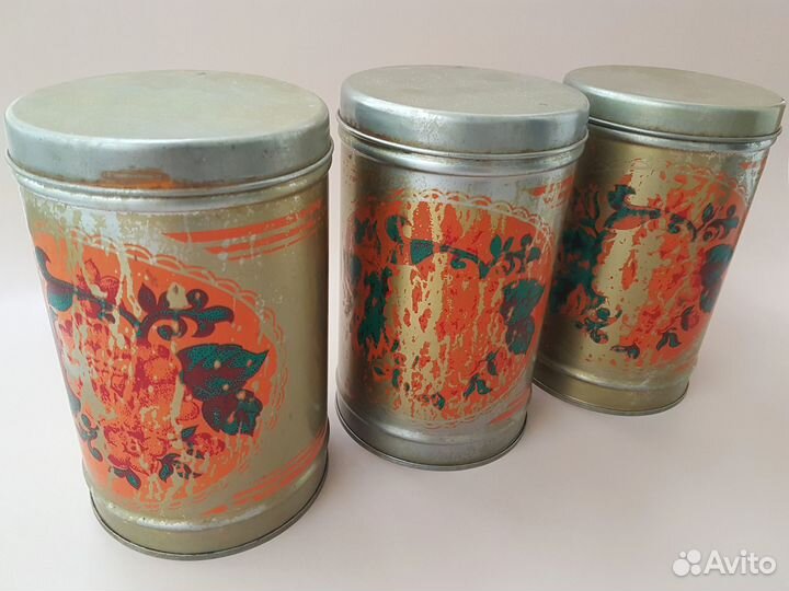 Банки жестяные для круп, кофе, сахара СССР