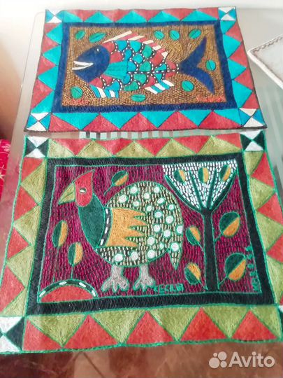 Вышивка ручная, шерсть, винтаж