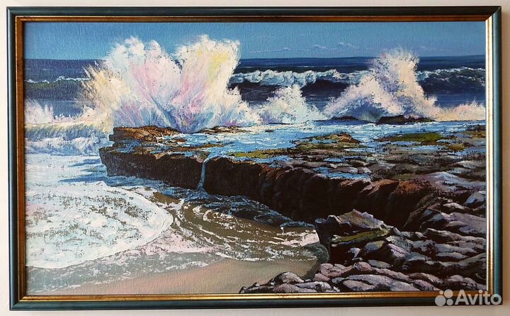Картина маслом на холсте. Прибой