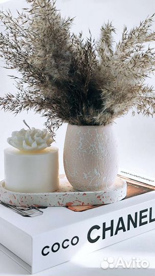 Свечи, гипсовые изделия, подносы, кашпо, вазы