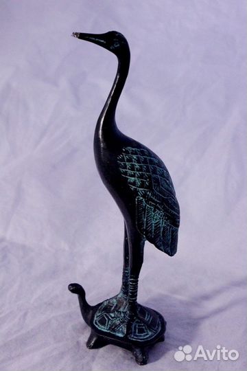 Журавль на Черепахе - Статуэтка из Бронзы ru*668