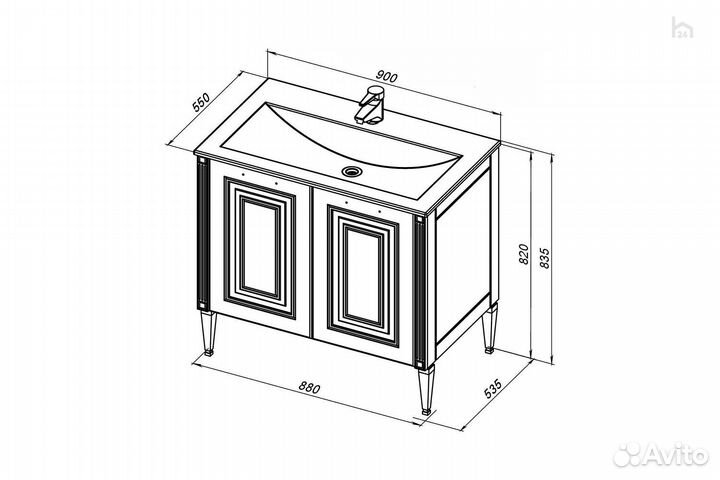 Тумба под раковину для ванной 90 Паола